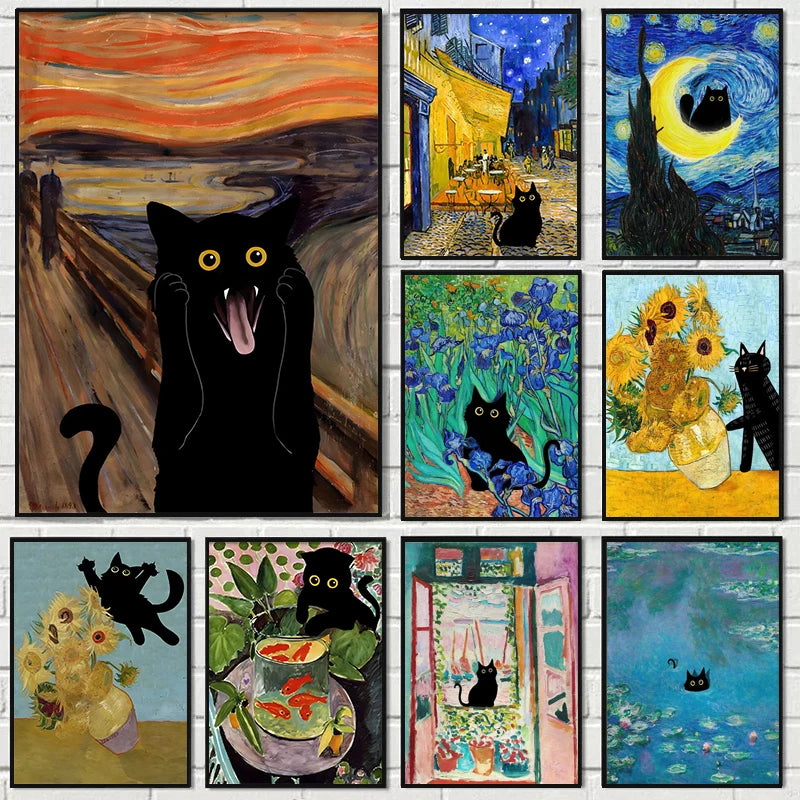 Canvasposter - Impressionistische Kattenkunst