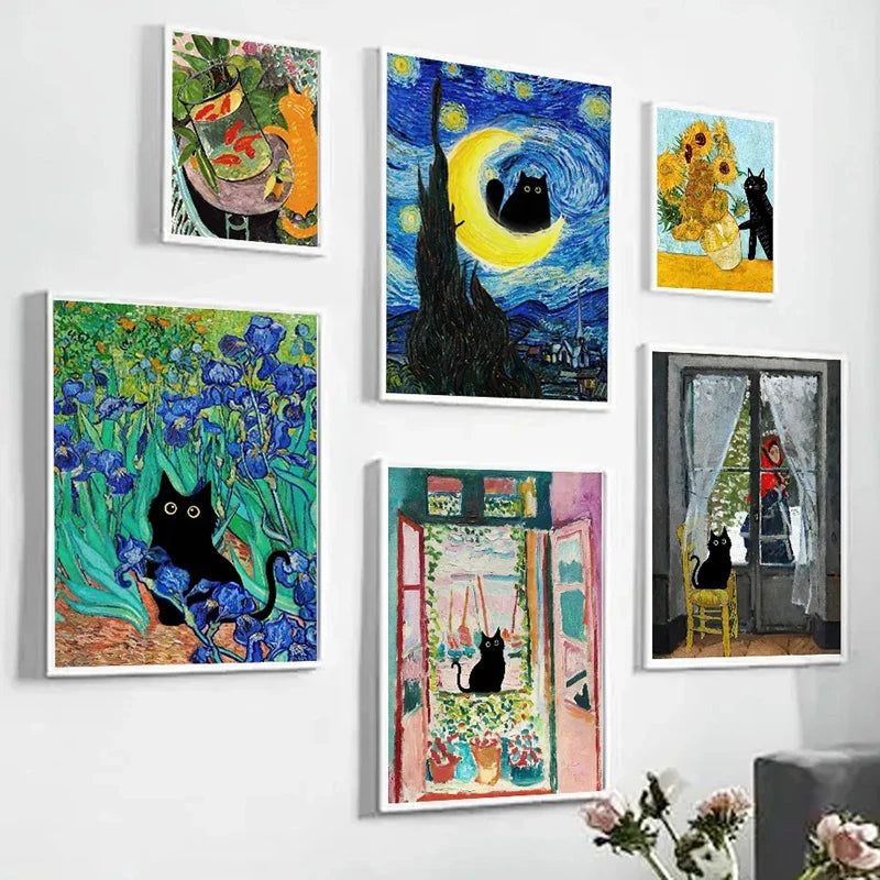 Canvasposter - Impressionistische Kattenkunst