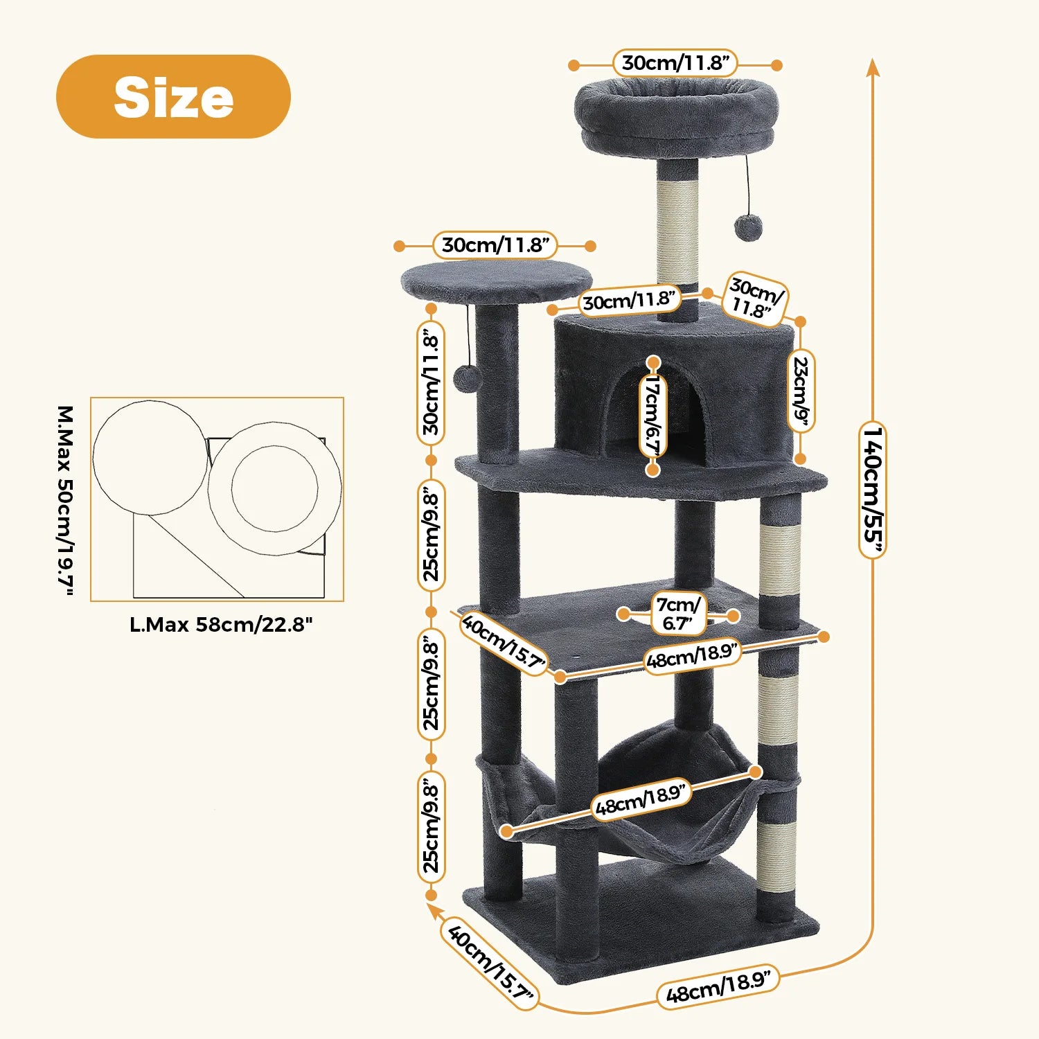 6-Laagse Krabpaal – 140 cm Hoog