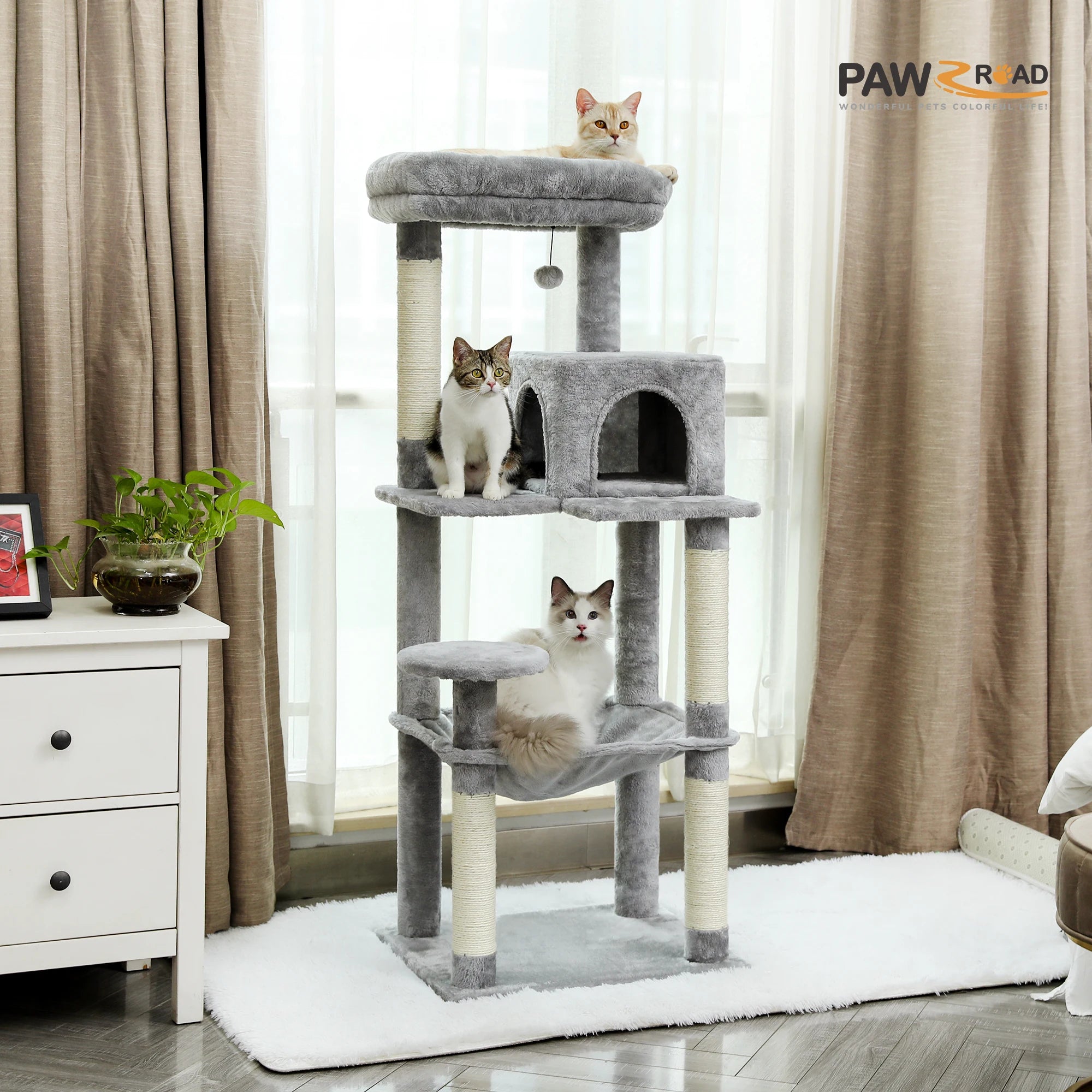 Pawz Road - Luxe Krabpaal met Hangmat, Kattenhuis & Uitkijkplateau
