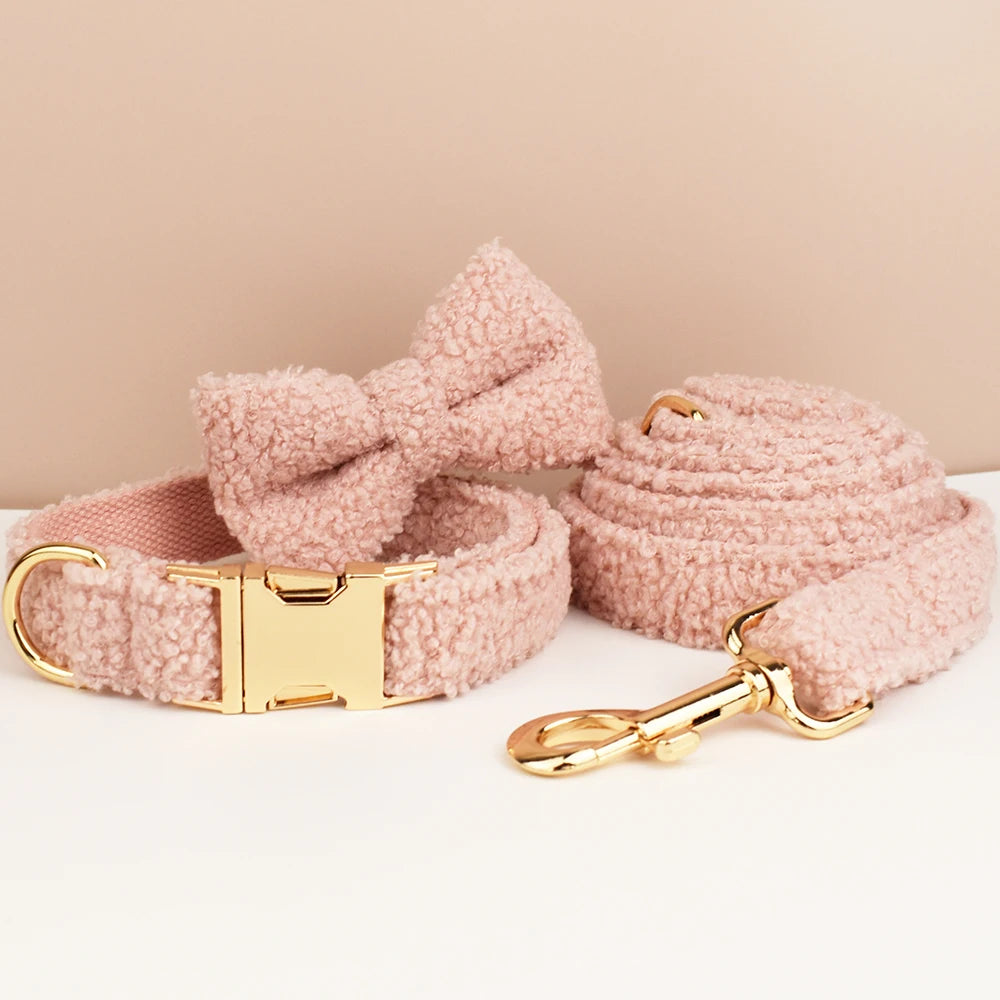 Teddy Ready - 4-Delige Set met Tuigje, Halsband, Riem en Strik - Roze