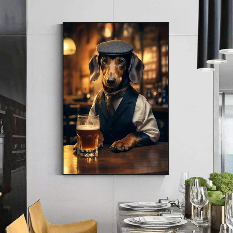 Canvasposter - Hond in de Pub