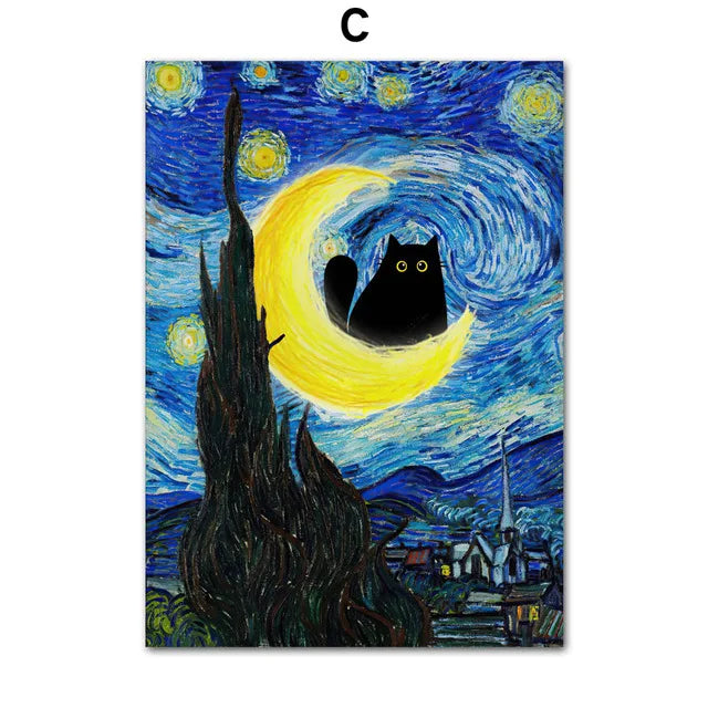 Canvasposter - Impressionistische Kattenkunst