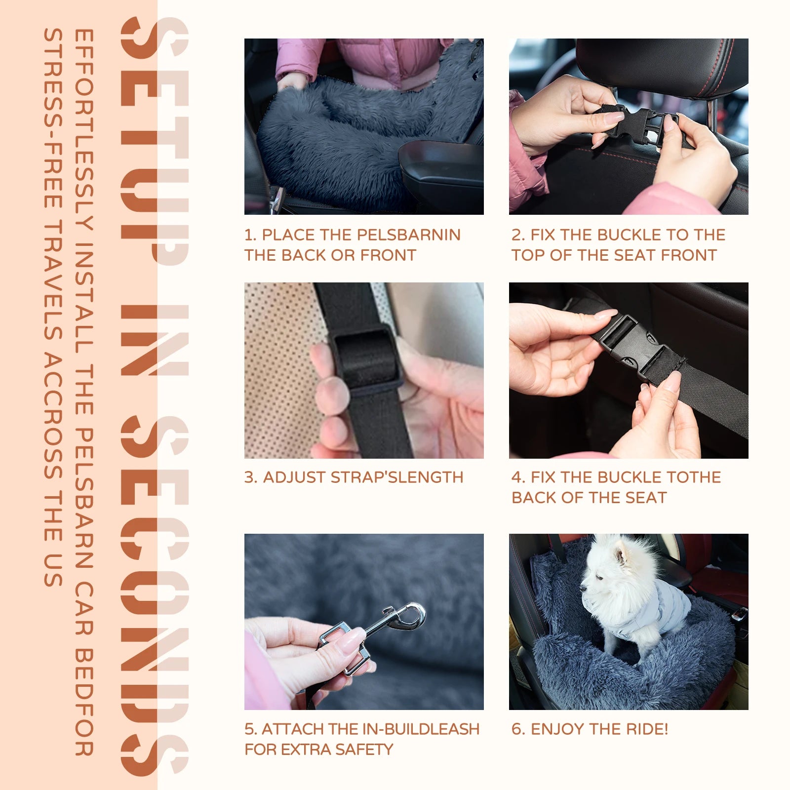 Luxueuze Autostoel - Plush - Kleine en Grote Honden