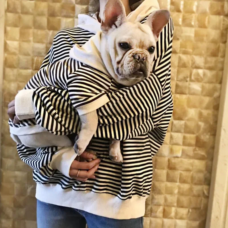 Matching Hoodie voor Hond & Baasje - B/W Stripes