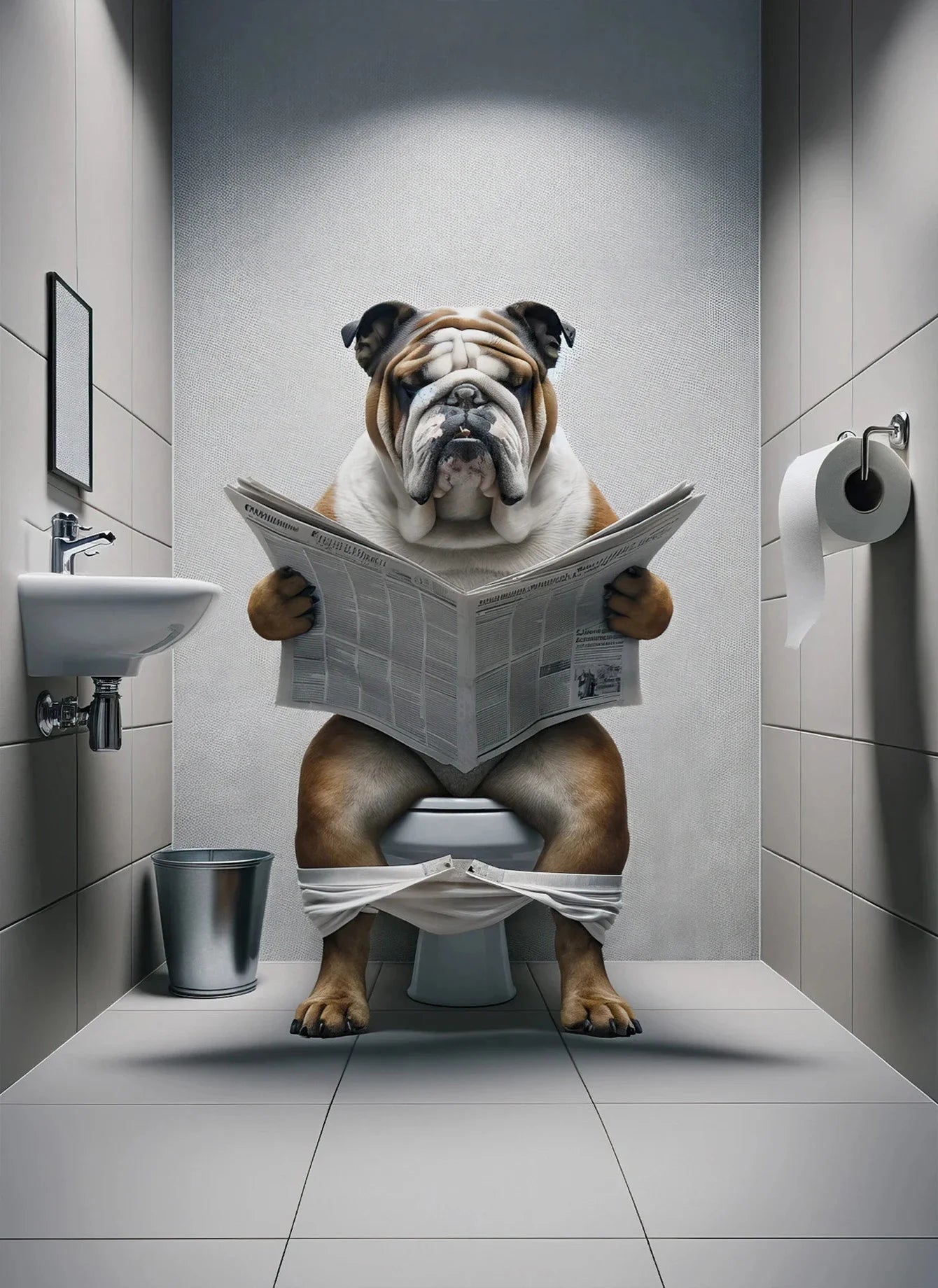 Canvasposter - Hond op Toilet