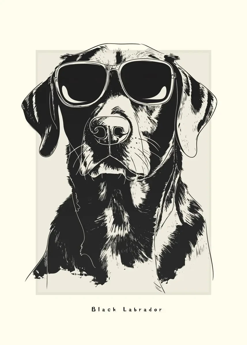 Canvasposter - Portrettekening Hond - Zwart/Wit