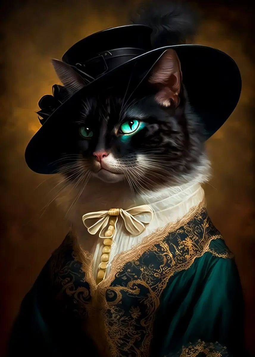 Canvasposter - Middeleeuws Kattenportret