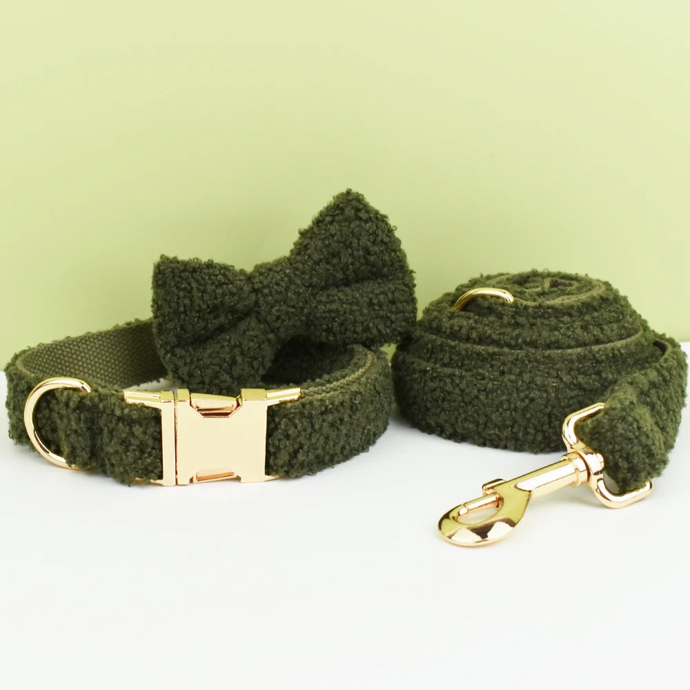 Teddy Ready - 4-Delige Set met Tuigje, Halsband, Riem en Strik - Groen