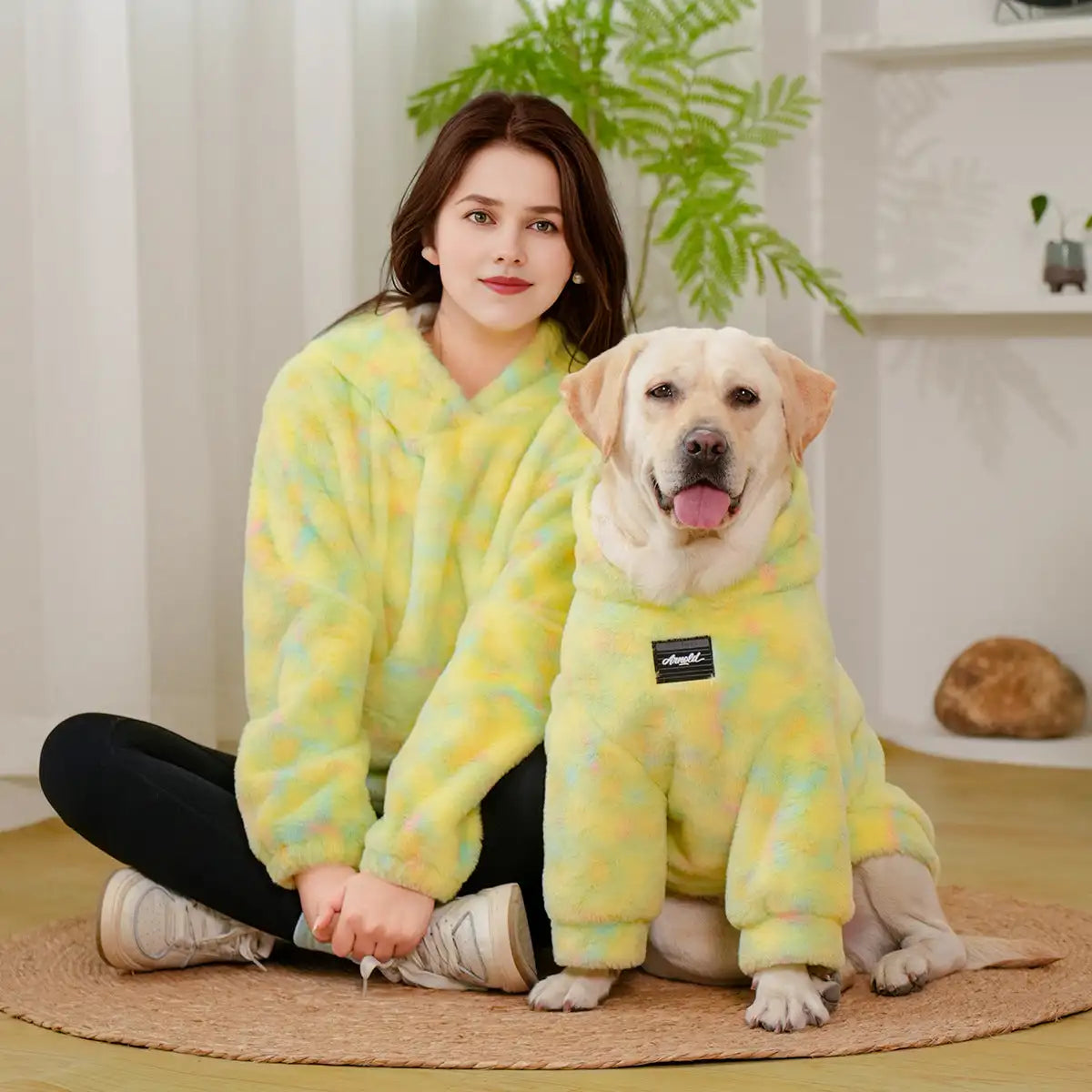Gele Tie Dye Matching Hoodie voor Hond & Baasje