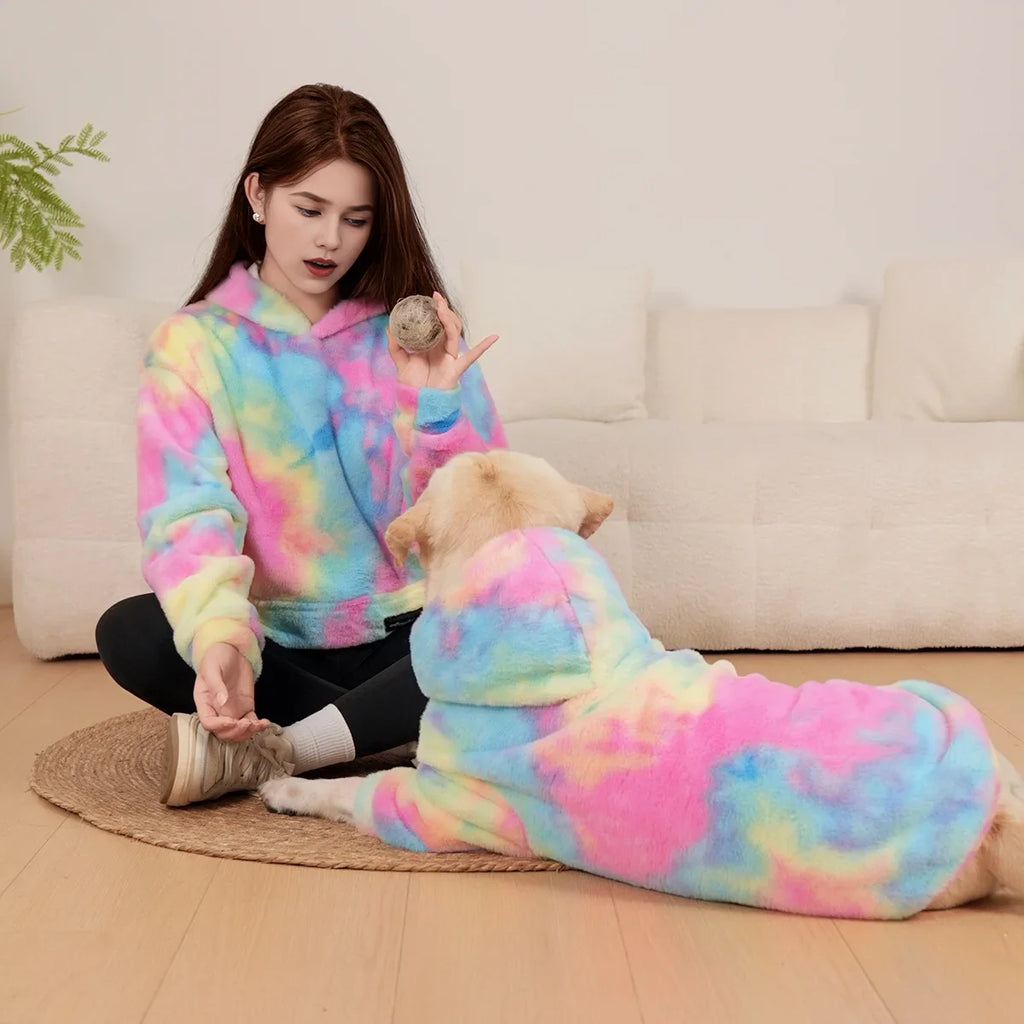 Kleurrijke Tie Dye Matching Hoodie voor Hond & Baasje