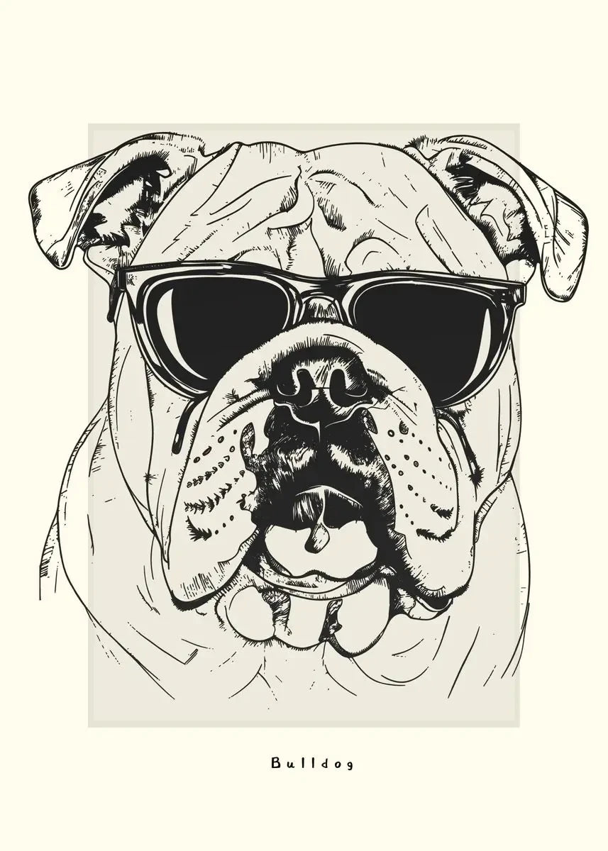 Canvasposter - Portrettekening Hond - Zwart/Wit