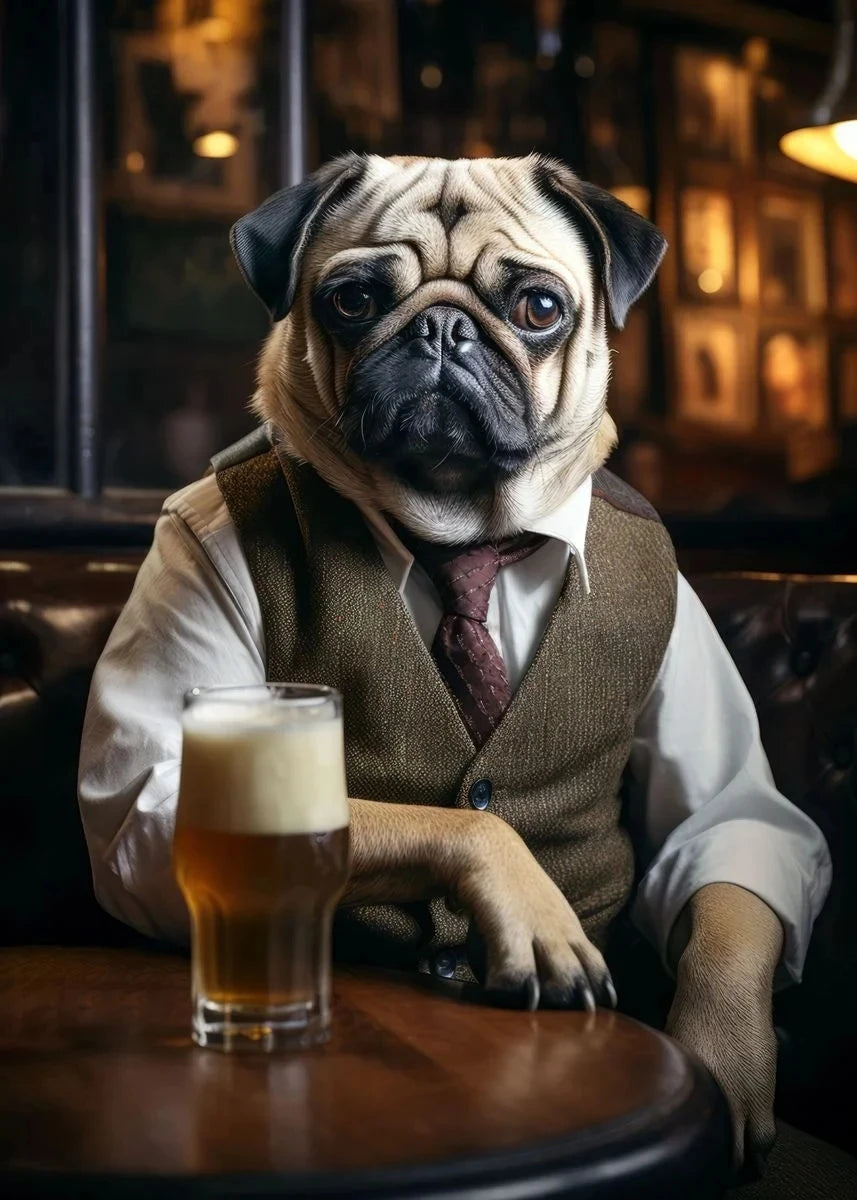 Canvasposter - Hond in de Pub