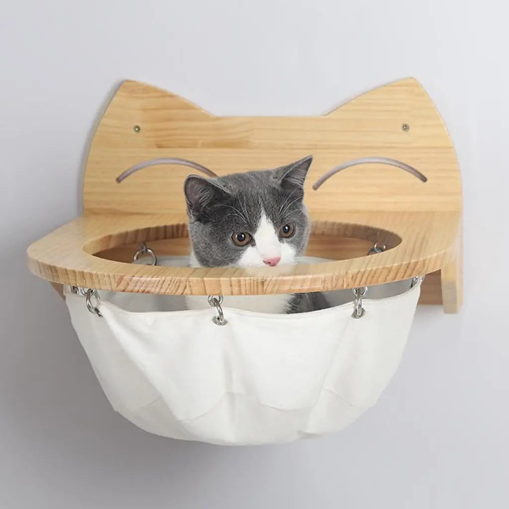 PATYOCAT - Wandmontage Kattenhuis met Hangbed & Krabpaal - Klimmen, Krabben & Slapen