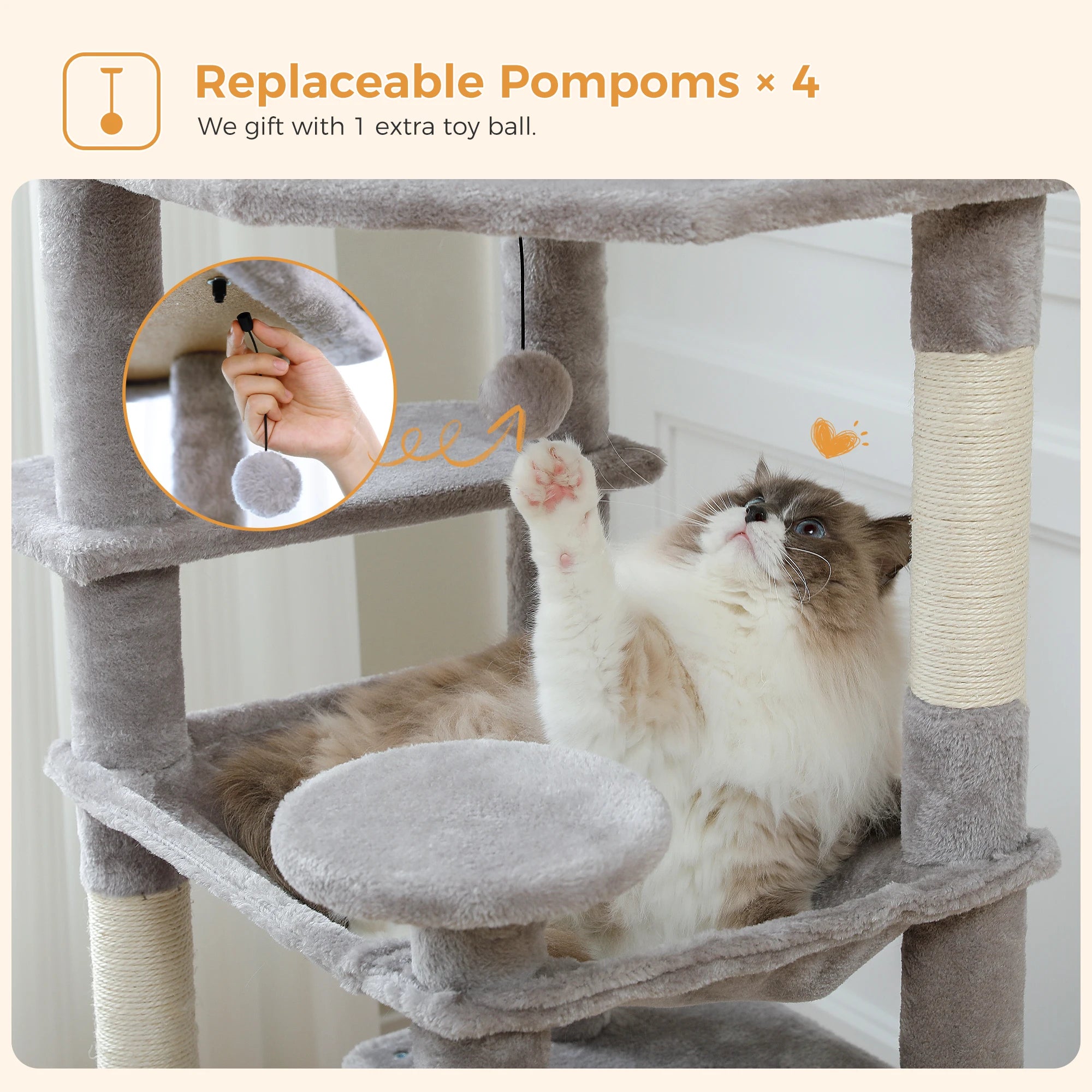 Pawz Road - XL Krabpaal voor Grote Katten met Hangmat & XXL Condo