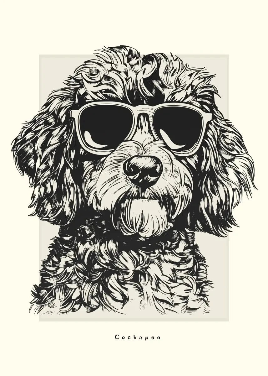 Canvasposter - Portrettekening Hond - Zwart/Wit