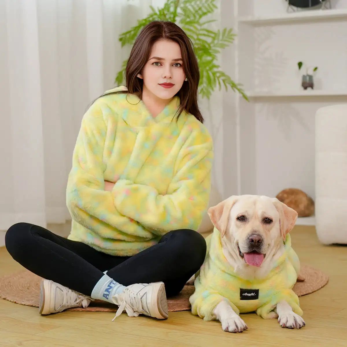 Gele Tie Dye Matching Hoodie voor Hond & Baasje