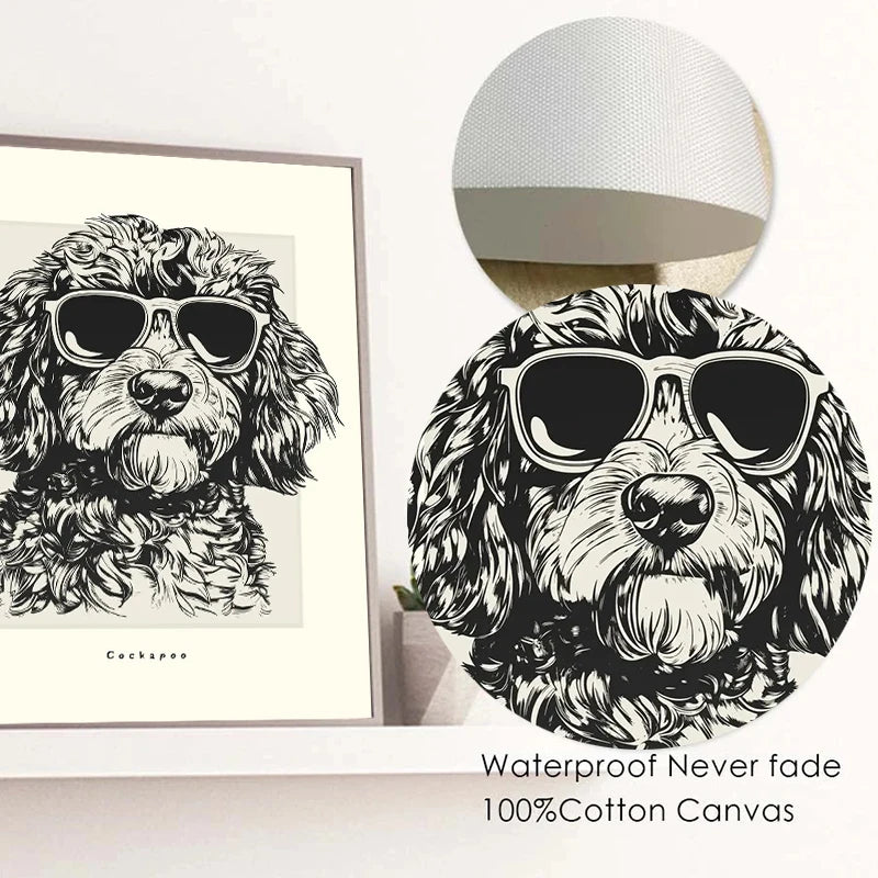 Canvasposter - Portrettekening Hond - Zwart/Wit