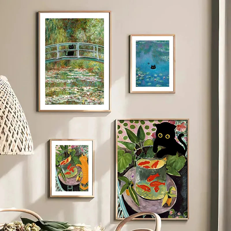 Canvasposter - Impressionistische Kattenkunst