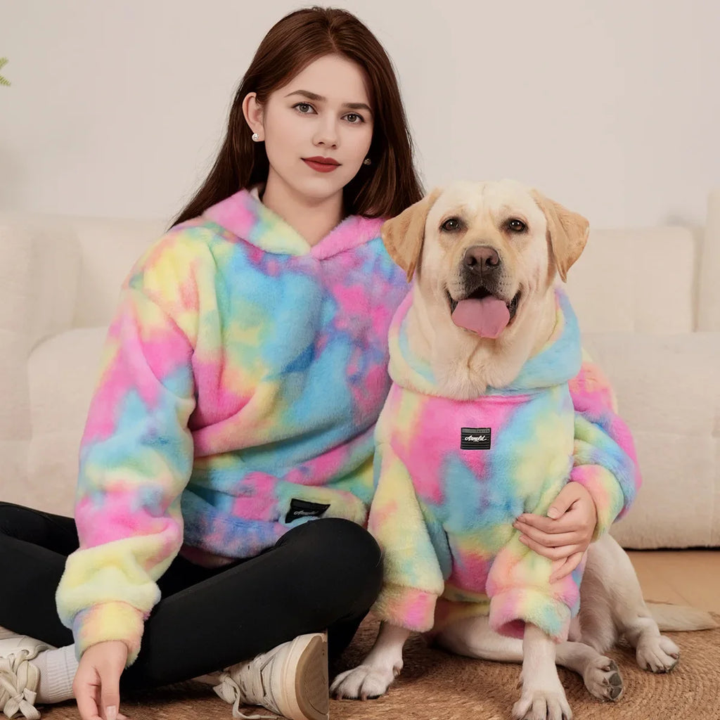 Kleurrijke Tie Dye Matching Hoodie voor Hond & Baasje