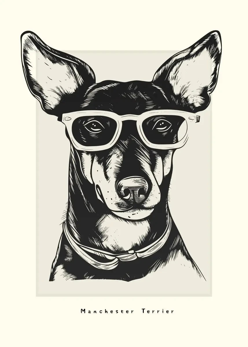 Canvasposter - Portrettekening Hond - Zwart/Wit