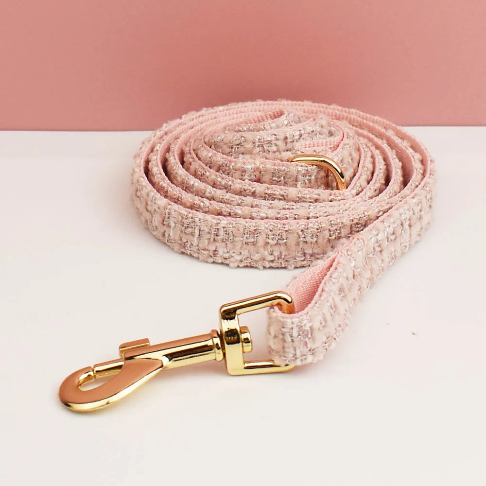 Kattenhalsband Tweed met Strik & Leiband