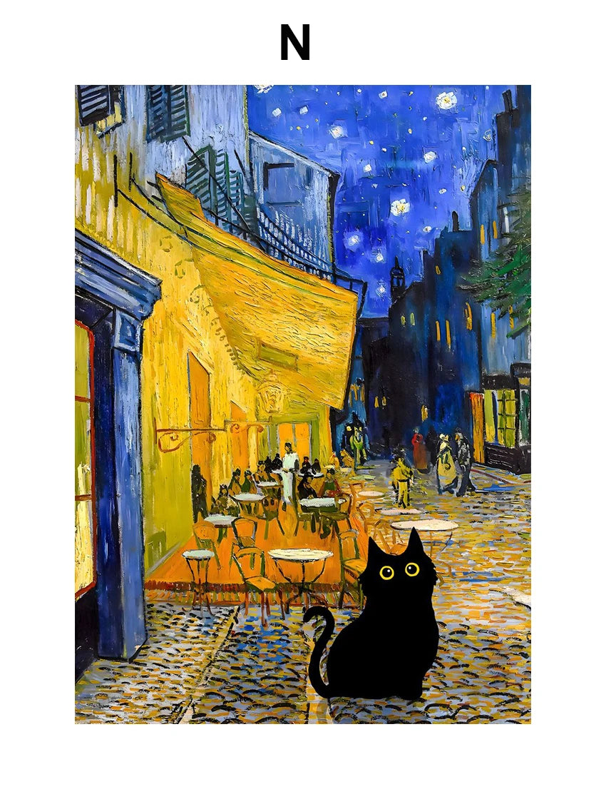 Canvasposter - Impressionistische Kattenkunst