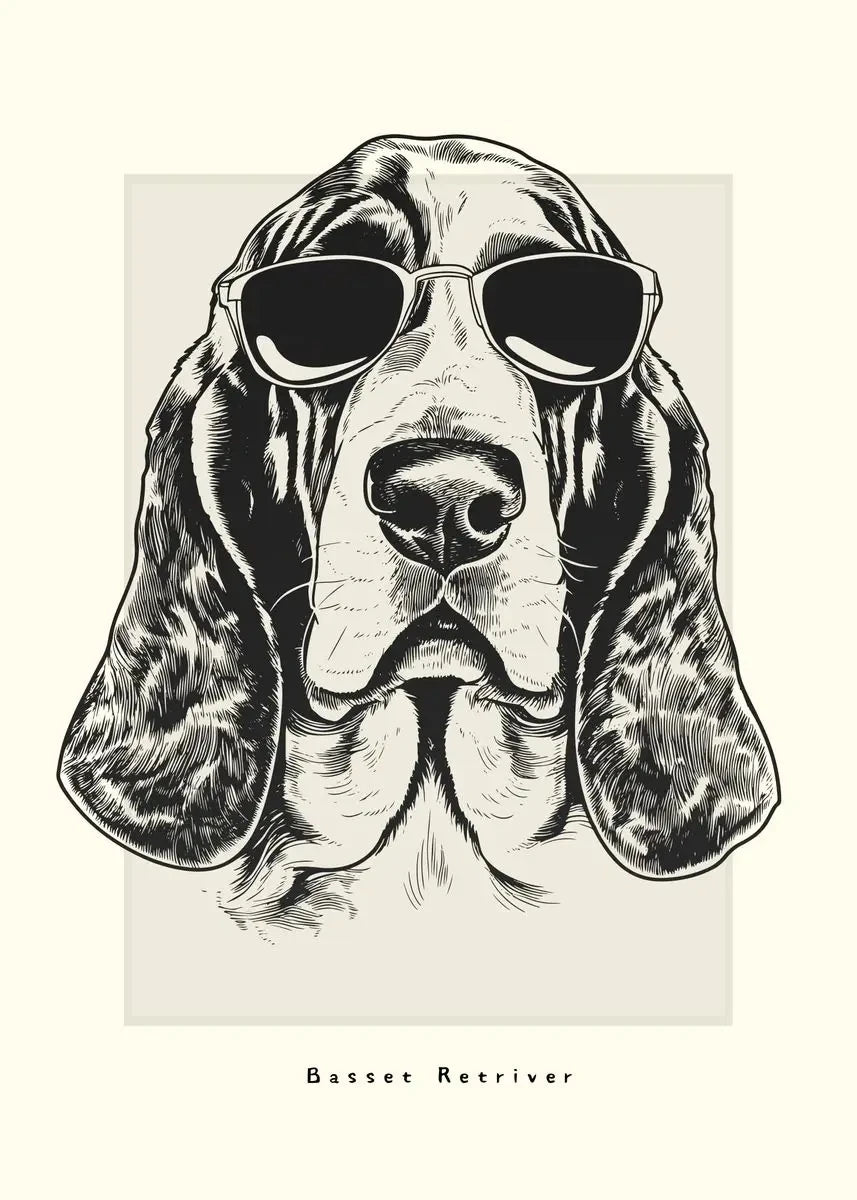 Canvasposter - Portrettekening Hond - Zwart/Wit