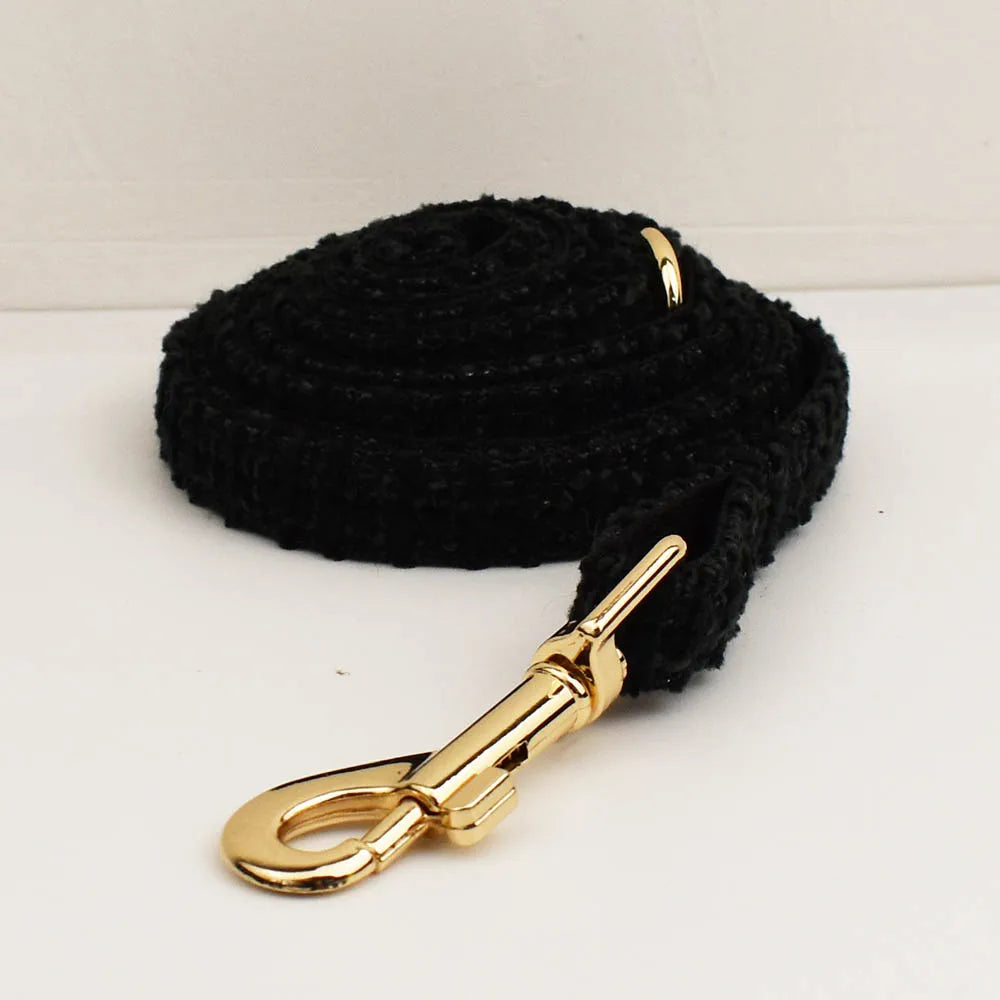Kattenhalsband Tweed met Strik & Leiband