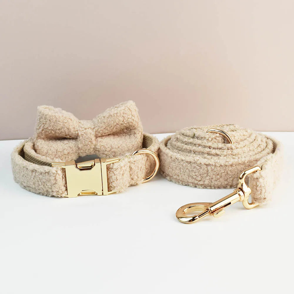 Teddy Ready - 3-Delige Set met Halsband, Riem en Strik - Faux White