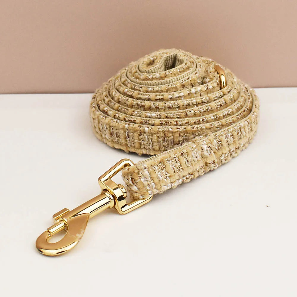Kattenhalsband Tweed met Strik & Leiband