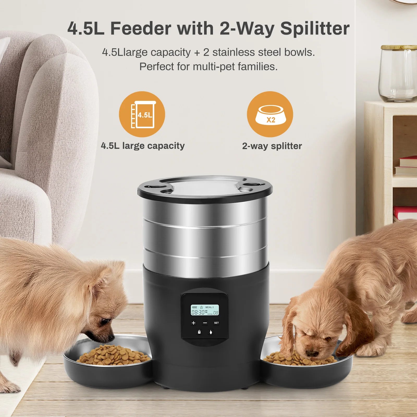 ZYfeeder - 4.5L Button/WiFi Automatische Voerbak
