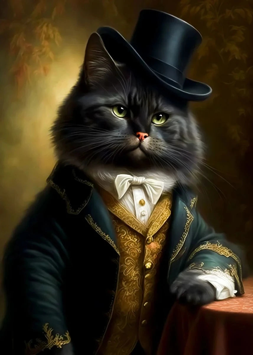 Canvasposter - Middeleeuws Kattenportret