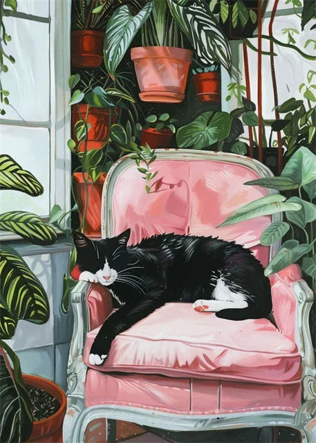 Canvasposter - Tropische Kat op de Bank