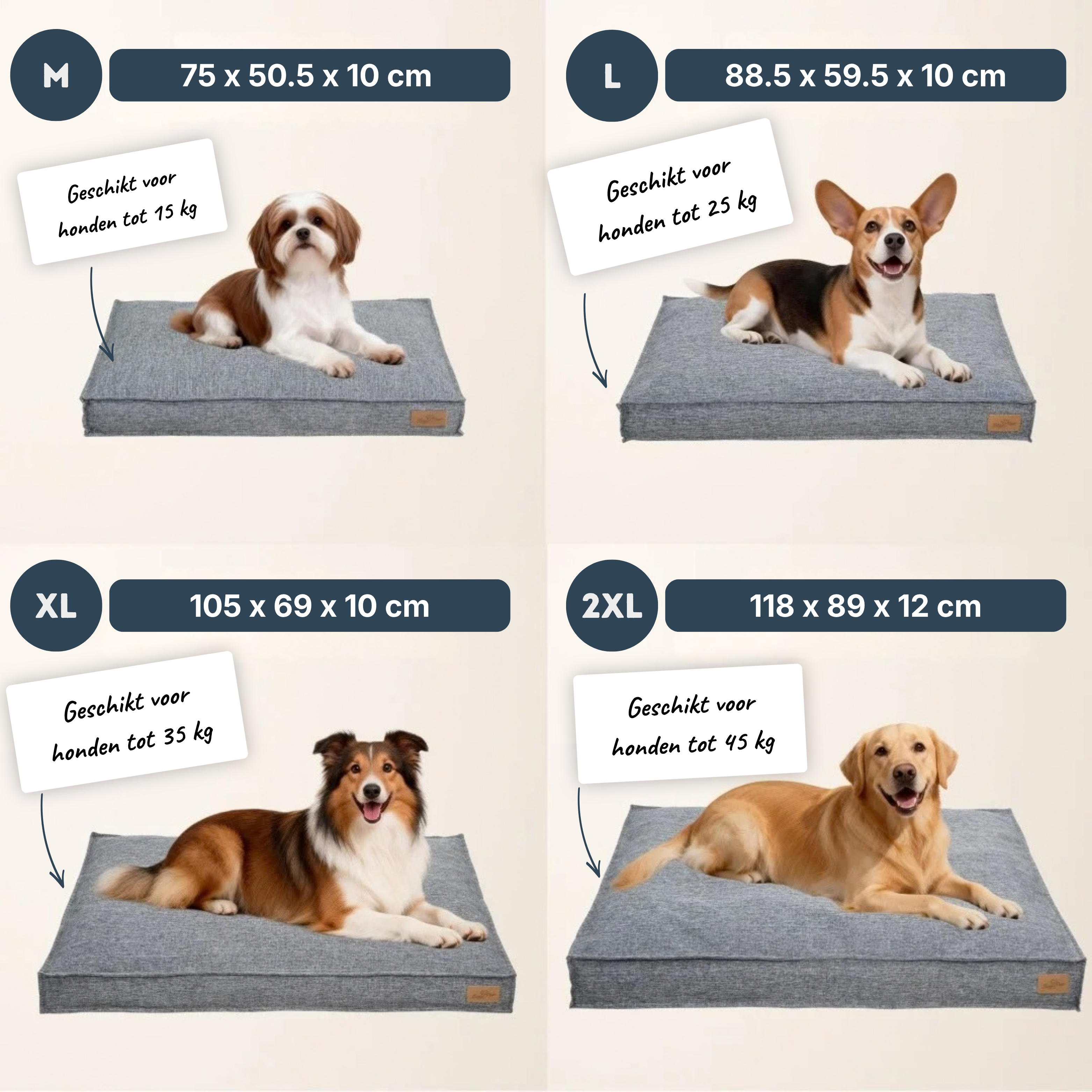Orthopedisch Hondenkussen – Linnen Look, Waterproof & Wasbaar