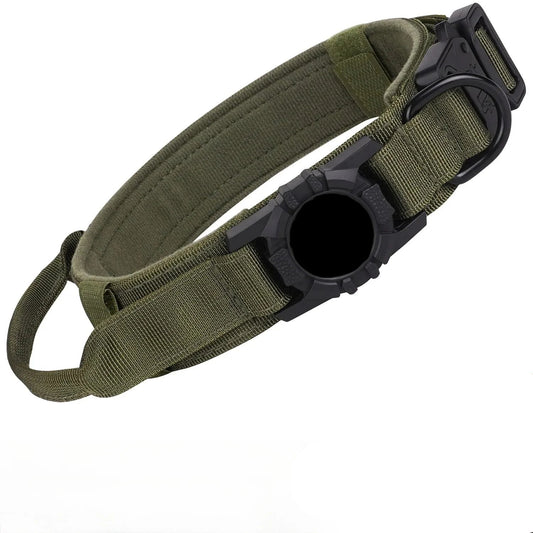 Groene Tactical Hondenhalsband met AirTag Houder