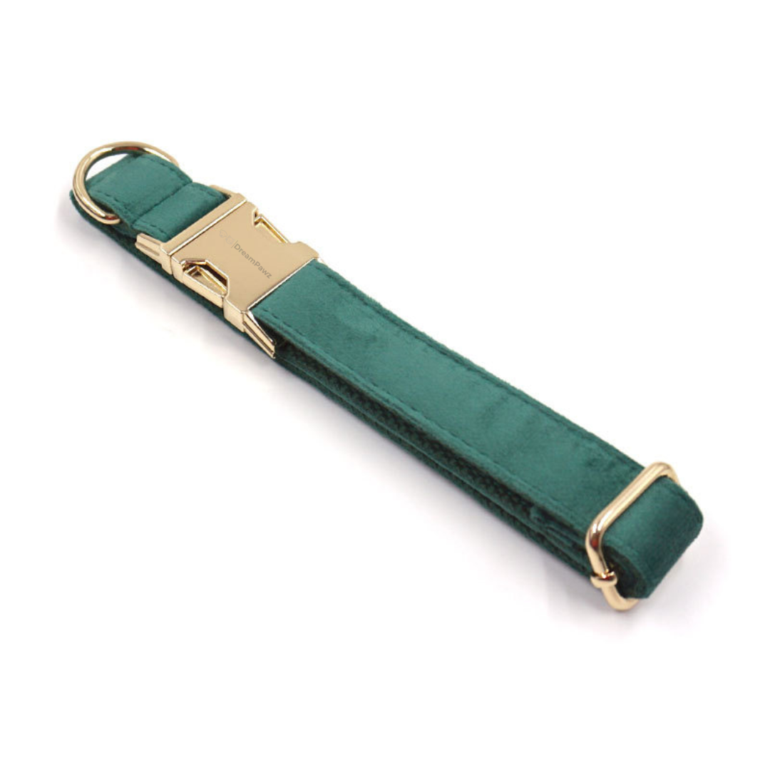 Groene Velvet halsband voor honden van DreamPawz