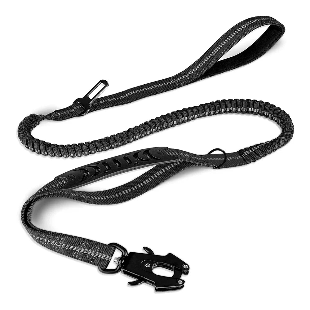 Zwarte tactical hondenriem reflecterend