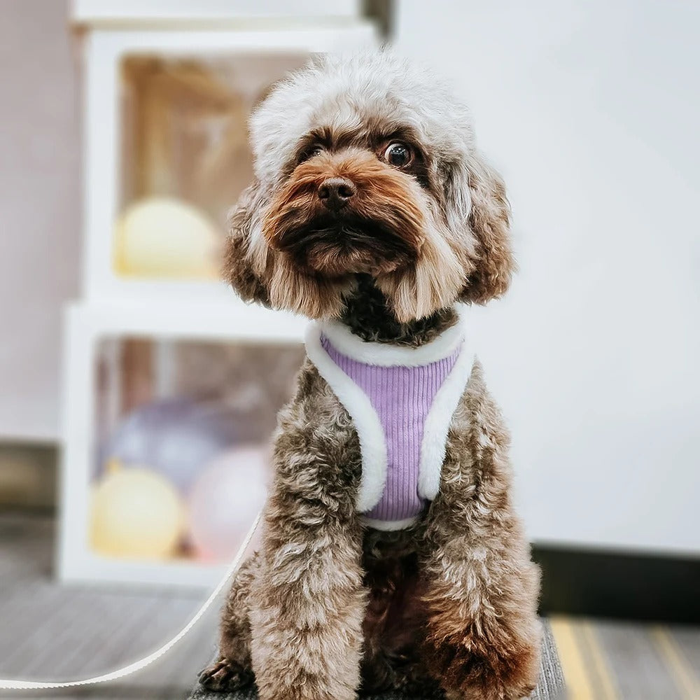 roze lila fluffy hondentuigje poedel