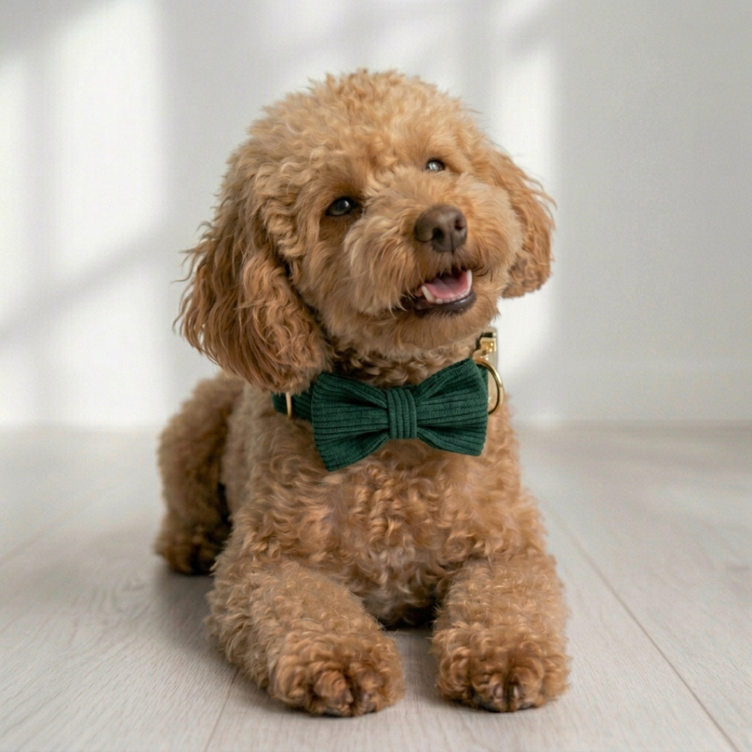 Corduroy Set met Strik, Halsband & Riem - DreamPawz