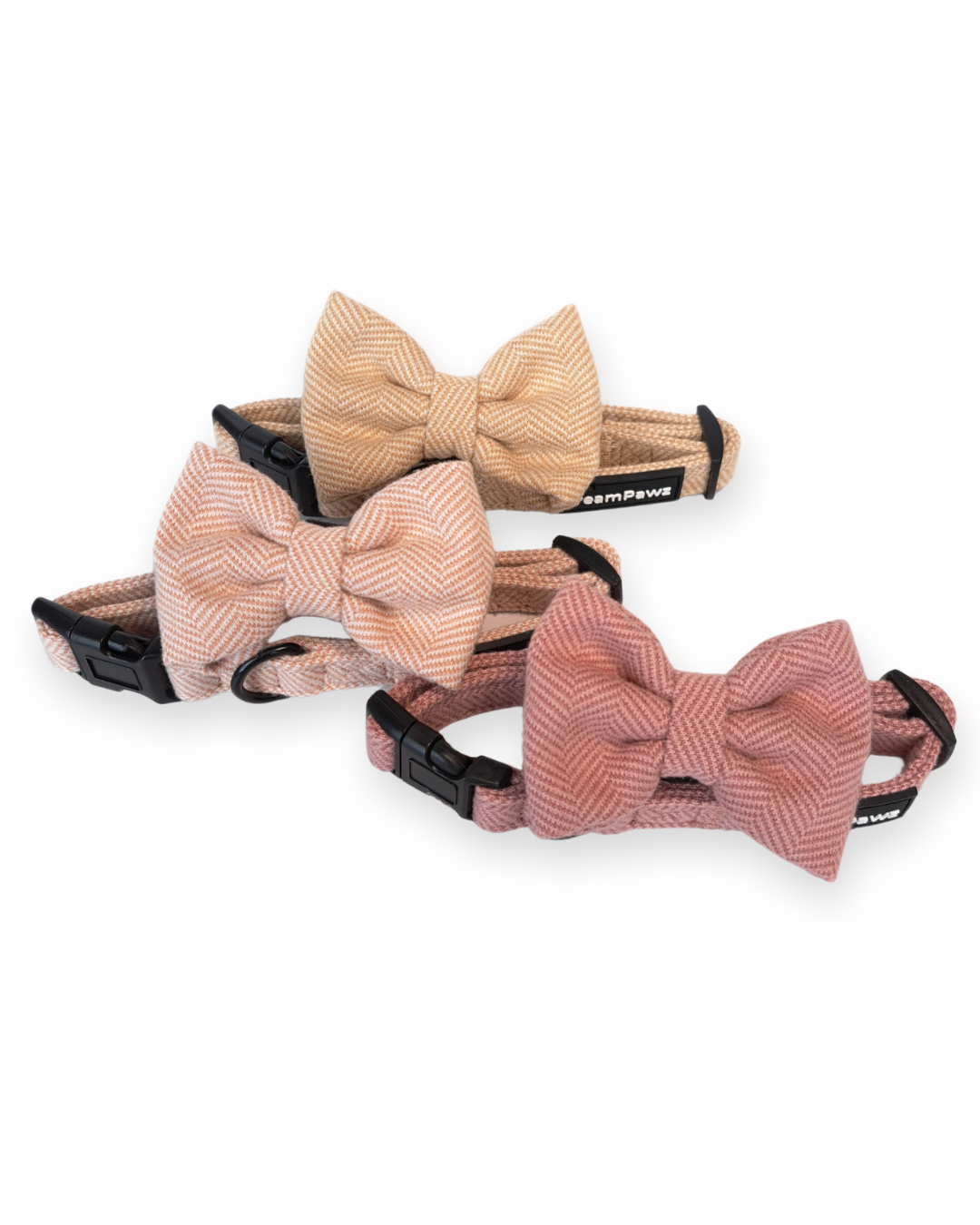 DreamPawz - 3-Delige Set van Halsband met Strik & Leiband - Visgraat