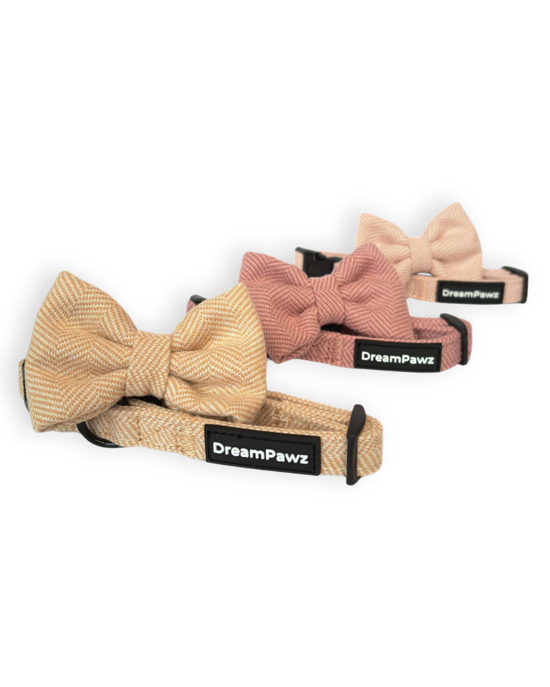 DreamPawz - 3-Delige Set van Halsband met Strik & Leiband - Visgraat