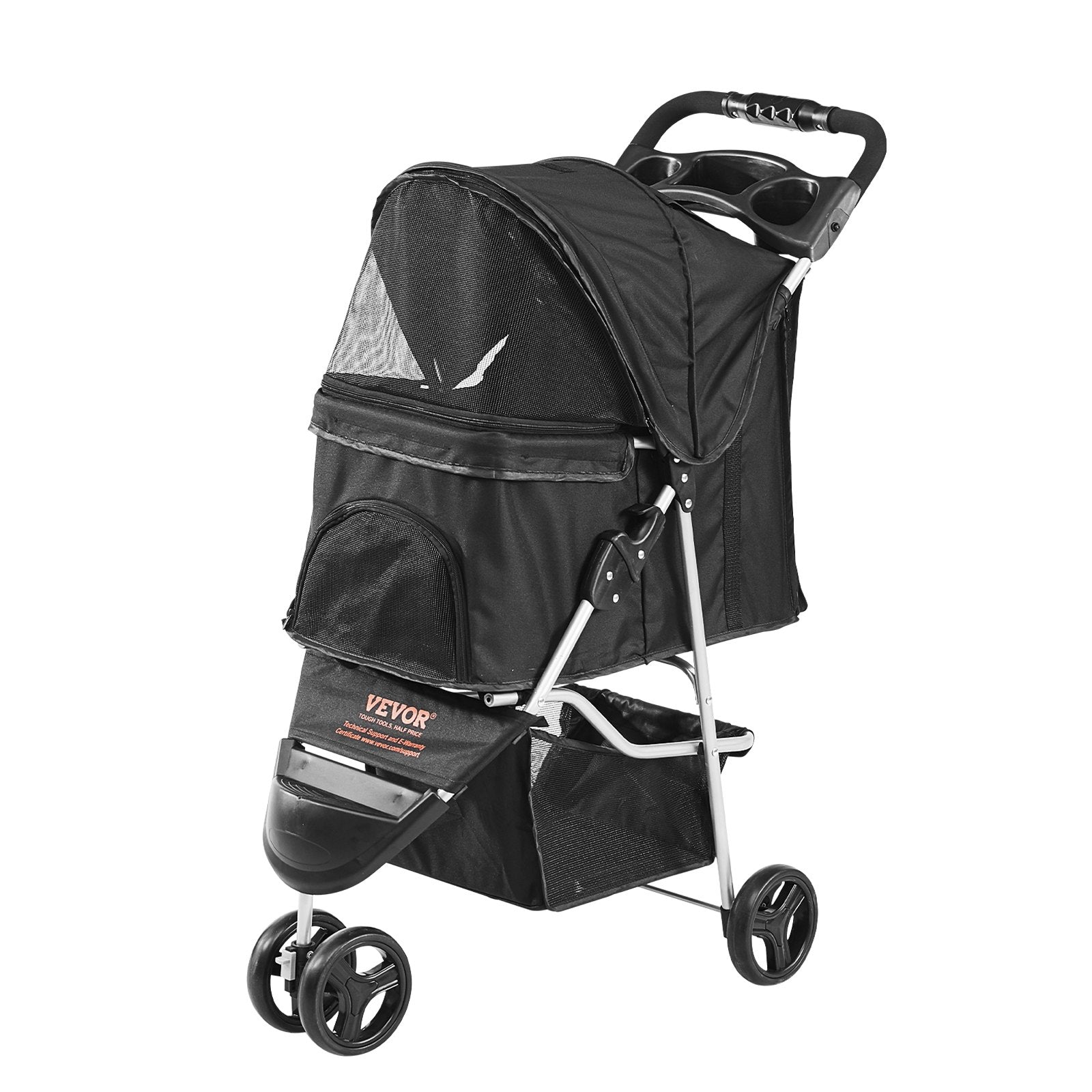 VEVOR - Hondenwagen - Opvouwbaar - Max 16kg - Zwart